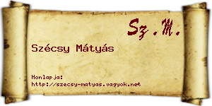 Szécsy Mátyás névjegykártya