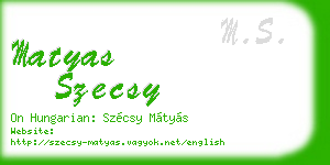 matyas szecsy business card