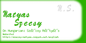 matyas szecsy business card